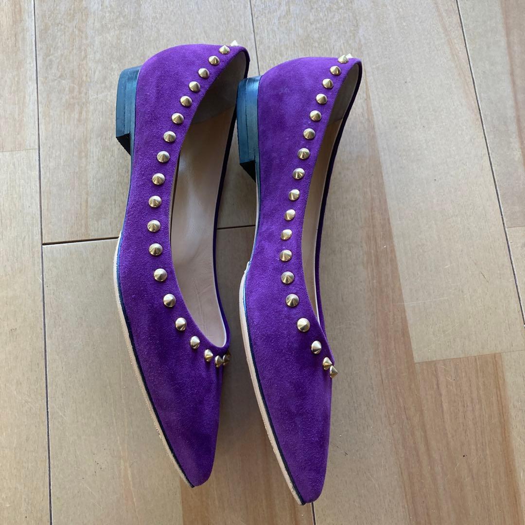 お値下げ美品ペリーコスタッズ フラットシューズ 22.5cm スエード パープル