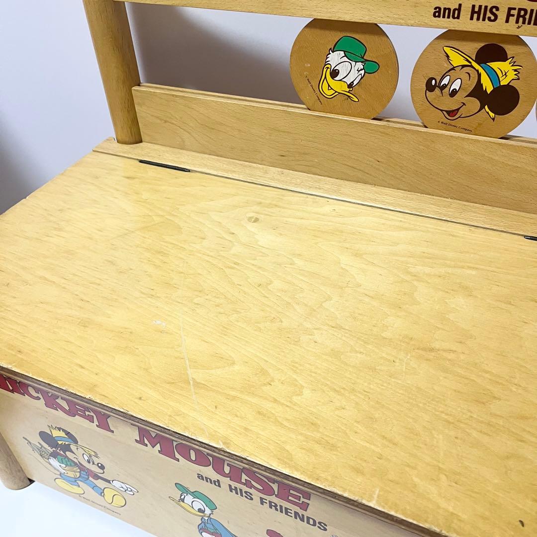 ディズニー ミッキーマウス 収納椅子 ベンチチェア 木箱 小物入れ 昭和