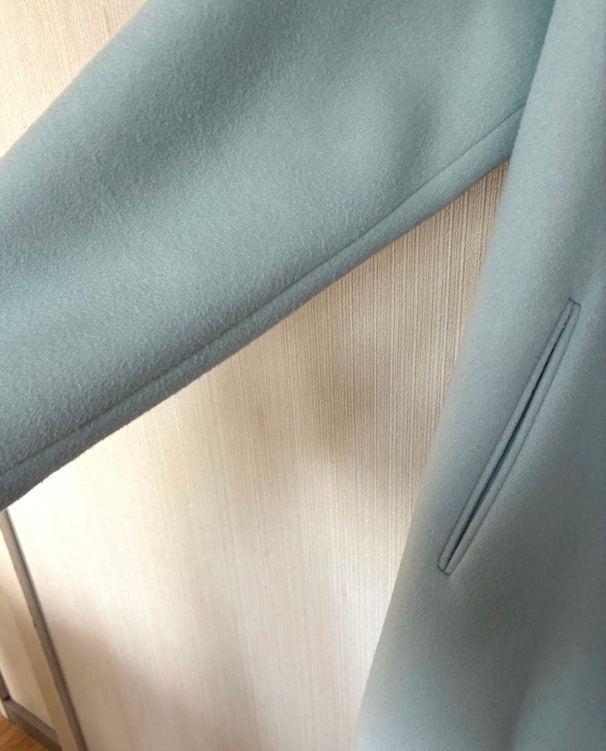 美品 イエナ24aw シャルムビーバーAラインコート サックスブルー 38