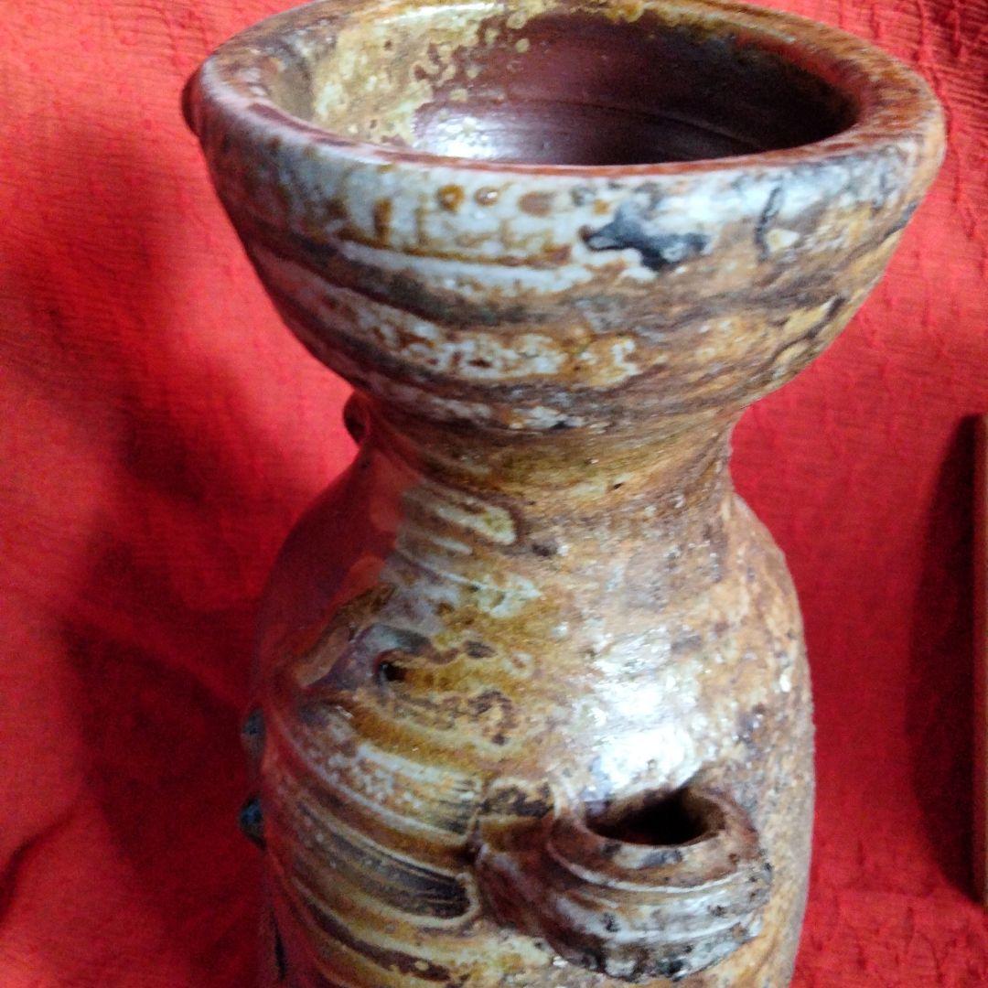 備前 髙原昌治造 釜変耳付花入 登窯 二点 栞無し 共箱あり 川口陶楽苑