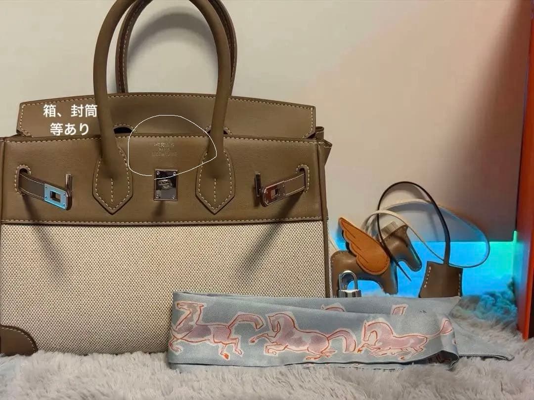 ベージュ レザー キャンバス ハンドバッグ 付属品あり 高品質 MURA シュリンクレザー ショルダーベルト付き ダブルファスナー ミニ