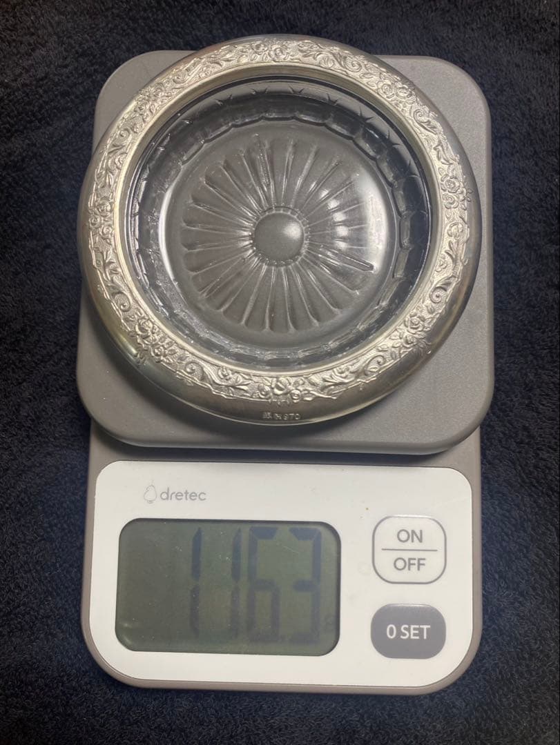 純銀製【新品未使用】純銀製コースター5個組セット 銀製/タレントコースター/2個セット/共箱付/純銀/銀製品/銀器/ガラス