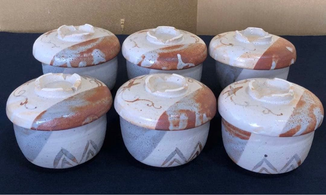 《R》志野 弁当蓋物6客 加藤十右衛門 共箱 懐石　260120き5