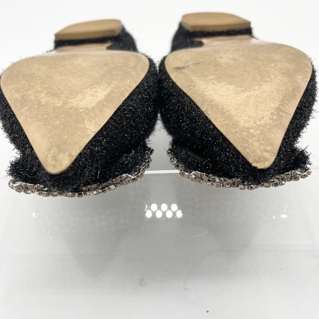 PIPPICHIC ピッピシック フラットシューズ ビジュー 黒 24.0cm