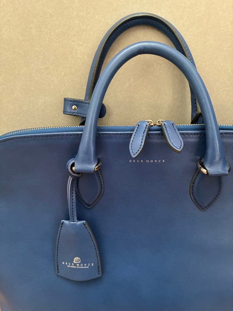 美品 DEUX MONCX ビジネスバッグ 2way レザー ブルー - メルカリ