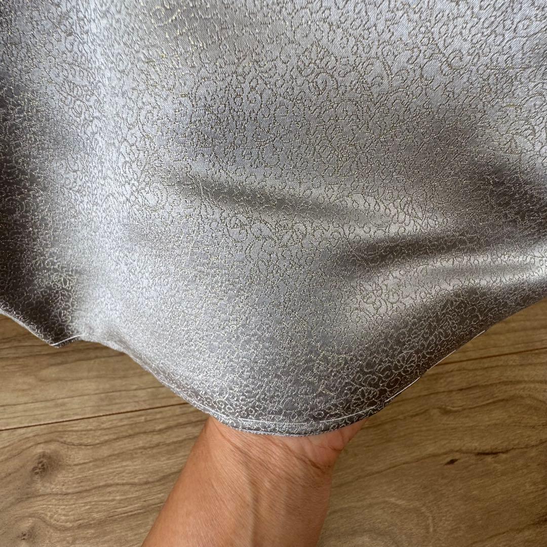 しつけ付 着物 正絹 袷 お召 色無地 163 久保田一竹工房 金通し