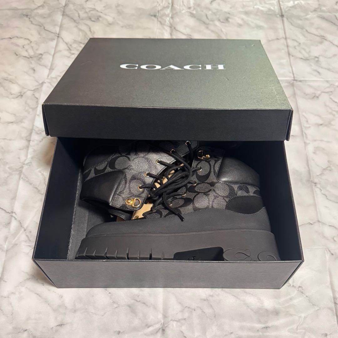 極美品☆COACH レースアップ ブーツ 23.0cm 厚底 ほぼ未使用品