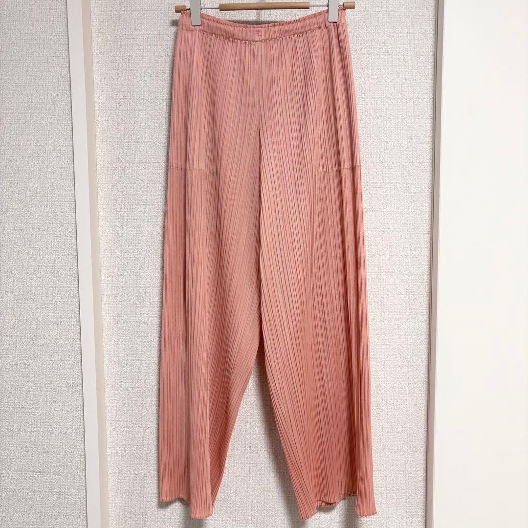 プリーツプリーズ ワイドパンツ 近年 ポケット付き ピンク サイズ1