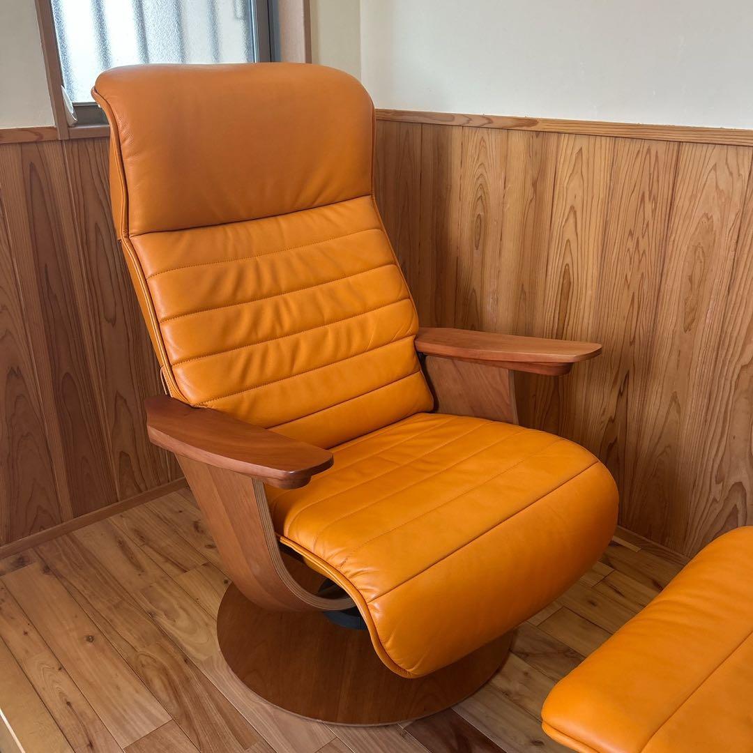 美品】カリモク 1人 シングルソファー オットマン付き ザファースト