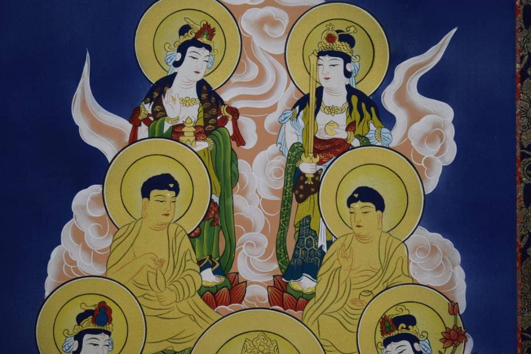 真作/神村紫邦/十三佛図/蓮華/桐共箱付/布袋屋