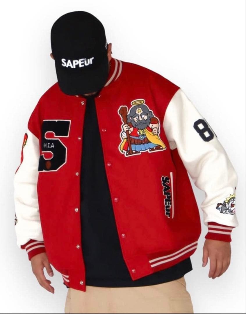 ジャケット・アウター SAPEur x Bikkuriman Varsity Jacket \"Red\"