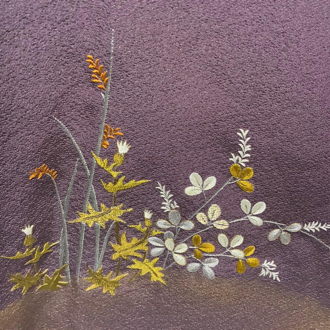 D214 訪問着 刺繍 花模様 正絹 着物 袷 極美品 - メルカリ