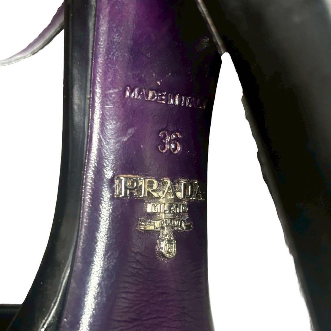 PRADA プラダ パテントレザー ヒールサンダル 黒 36 - メルカリ