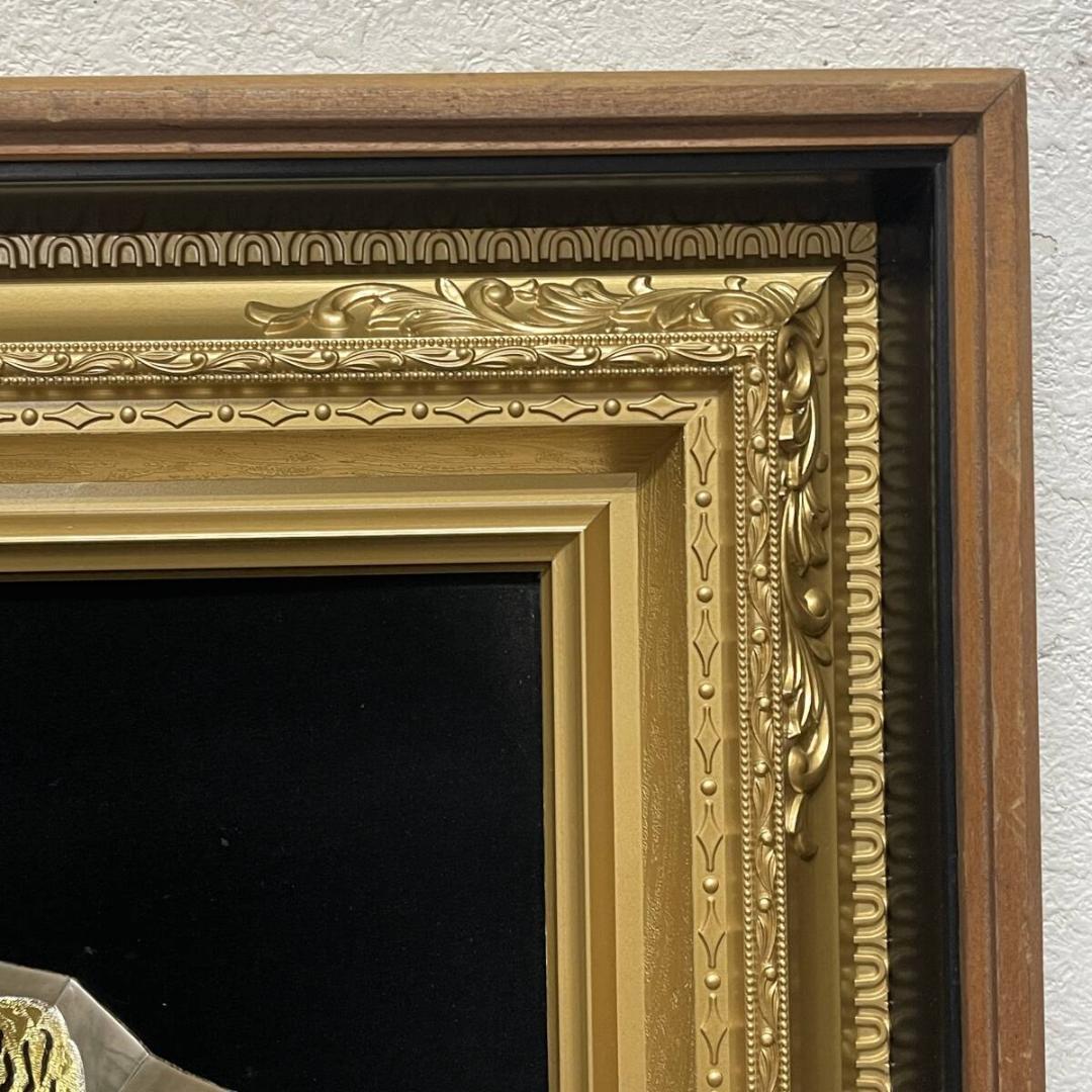 松庵作 純金純銀 扇子 ガラス額 虎 寅 額サイズ51×60.5m 美術品 - メルカリ