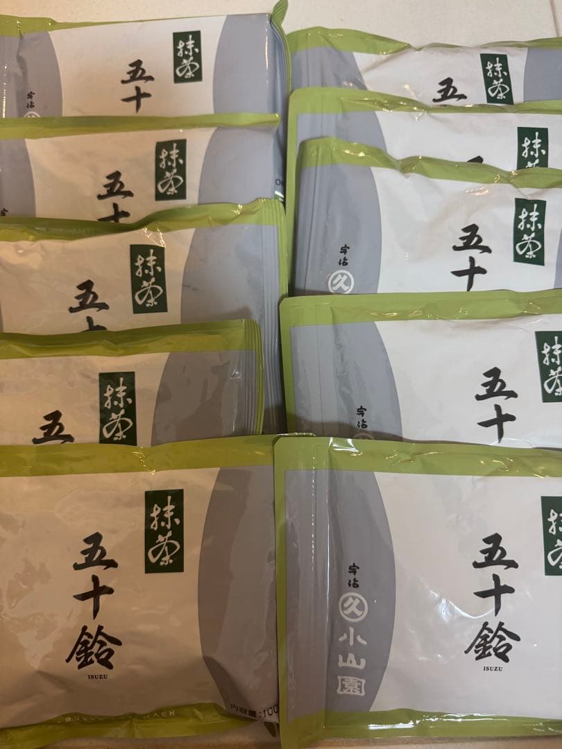 リコ抹茶五十鈴10袋セット 丸久小山園 抹茶「五十鈴（いすず）」 100g 袋入り 業務用 - Matcha