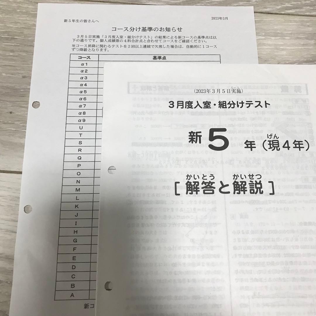 サピックスSAPIX新5年3月度入室・組み分けテスト2023年度用 - メルカリ
