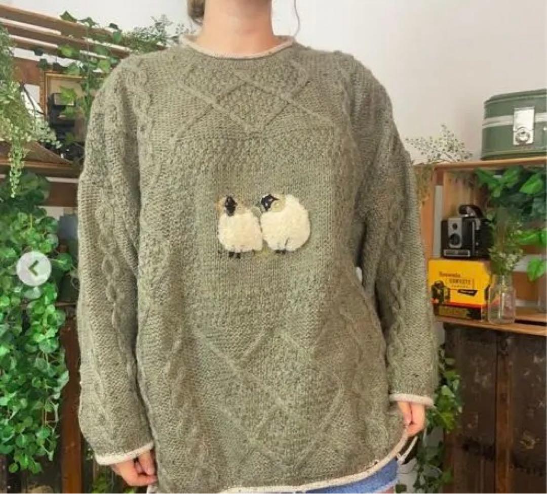ACORNO ニット アランニット アニマル フィッシャーマン セーター