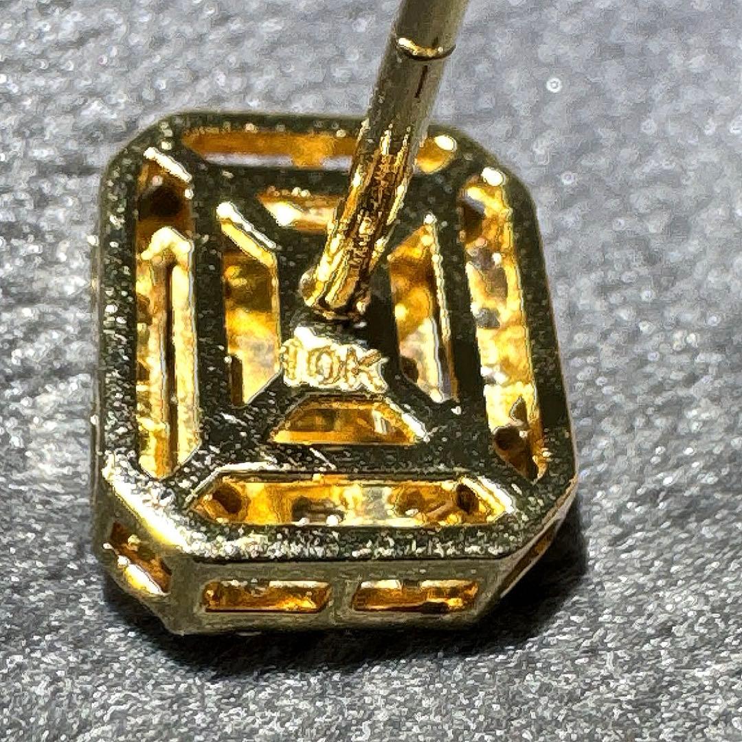 10k YG バゲットカット ダイヤモンド ピアス イエローゴールド 0.6ct