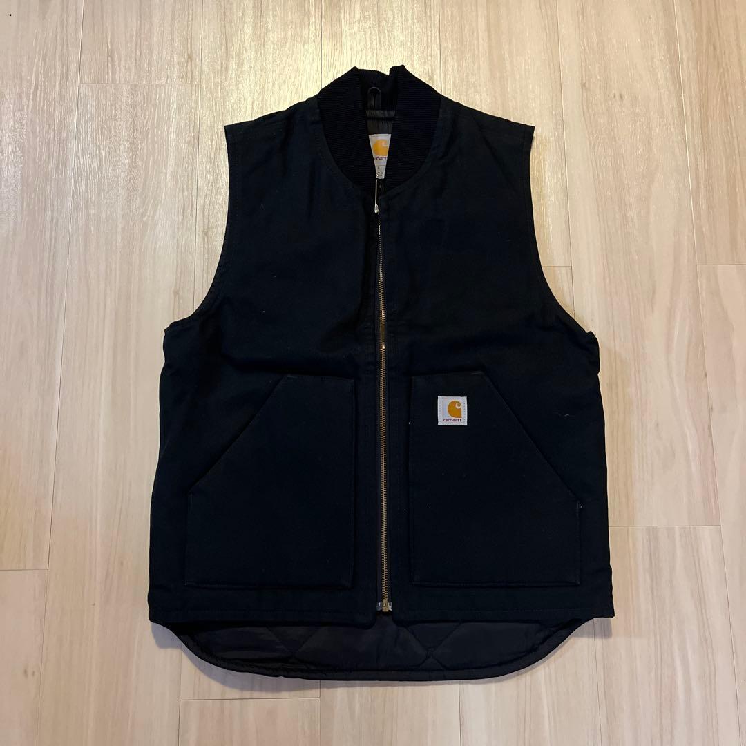 カーハート キルティング ベスト carhartt 古着　ダックベスト Made in USA】Carhartt ダックベスト L 革パッチ キルティング | 古着