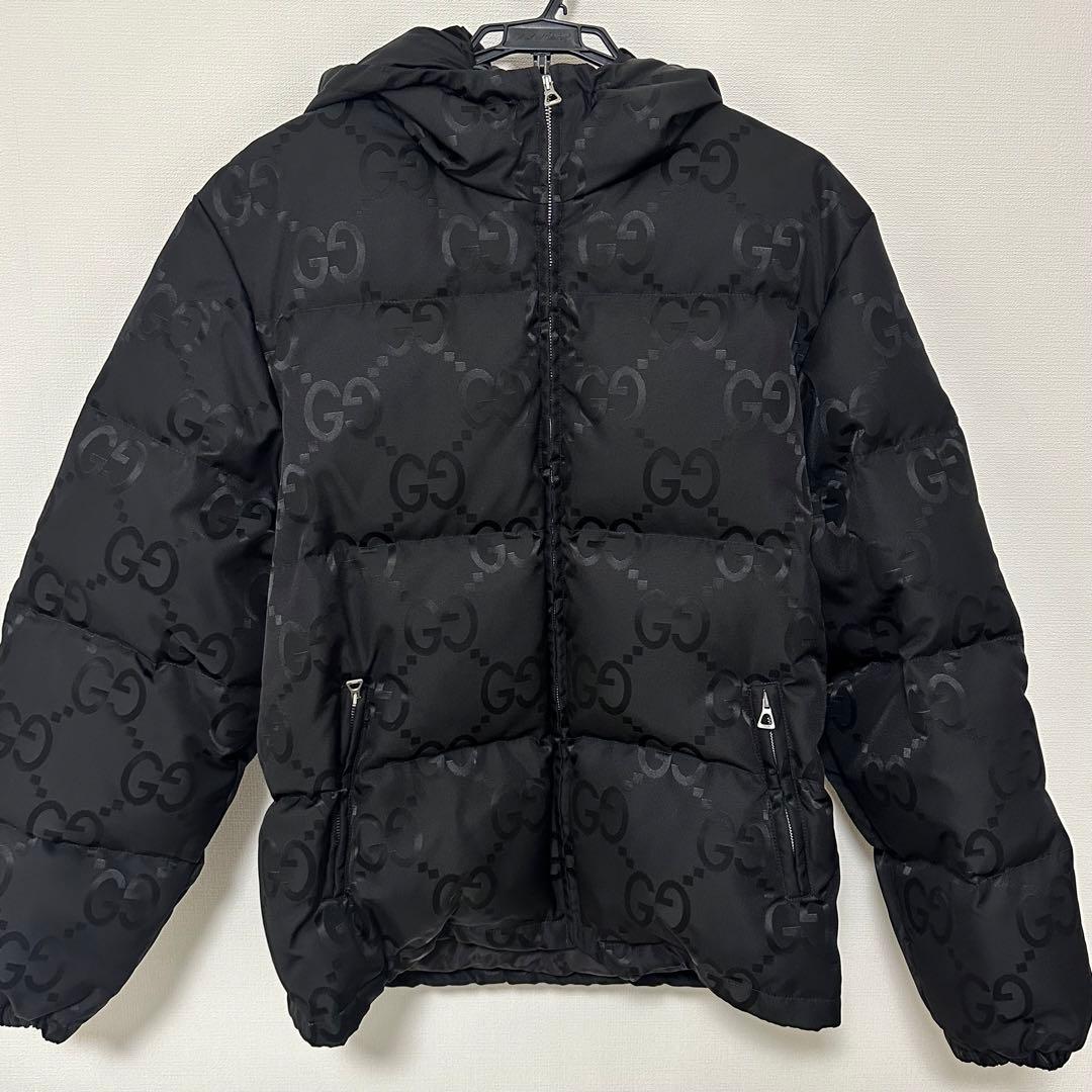 美品 GUCCI ダウンジャケット GGキャンバス ダウン 総柄 ブラック