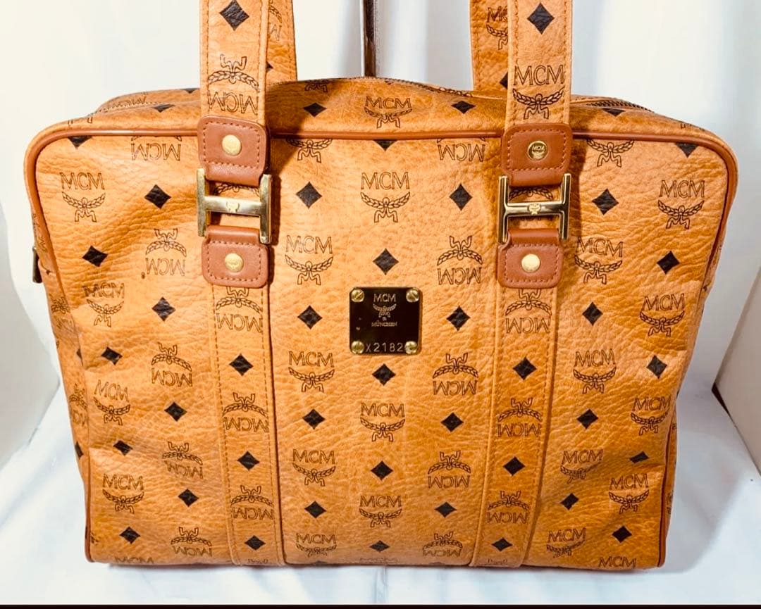 MCM ロゴプリント トートバッグ ベージュ ショルダーバック