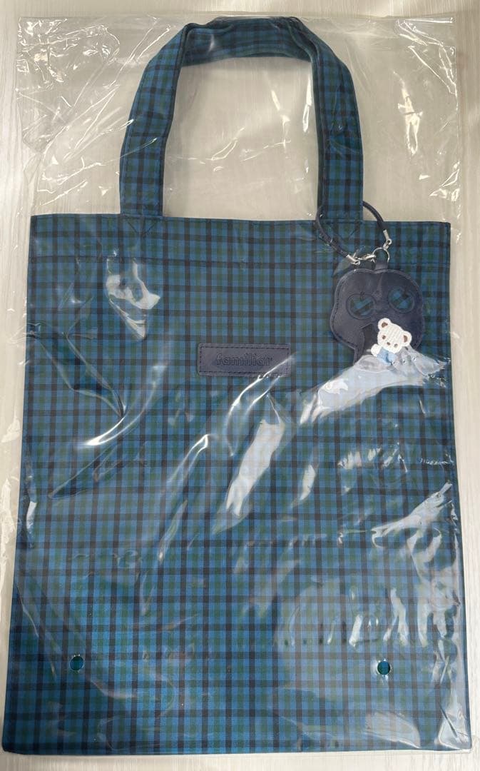 新品 ファミリア　familiar トートバッグ　チェック 青 大 familiar - 新品未開封 ファミリア familiar トートバッグ 青チェック
