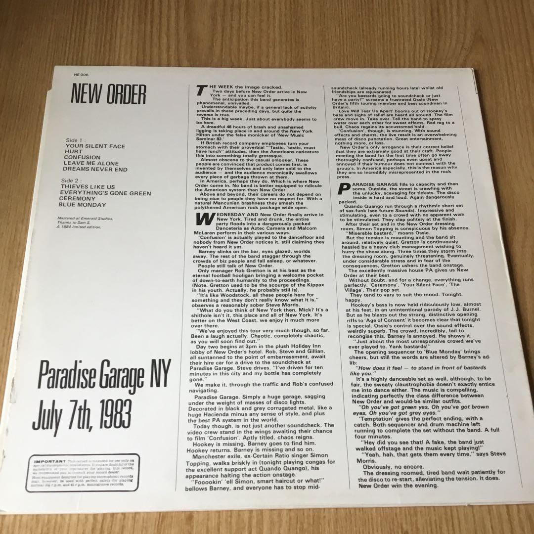 激レア輸入盤】NEW ORDER live New York 1983