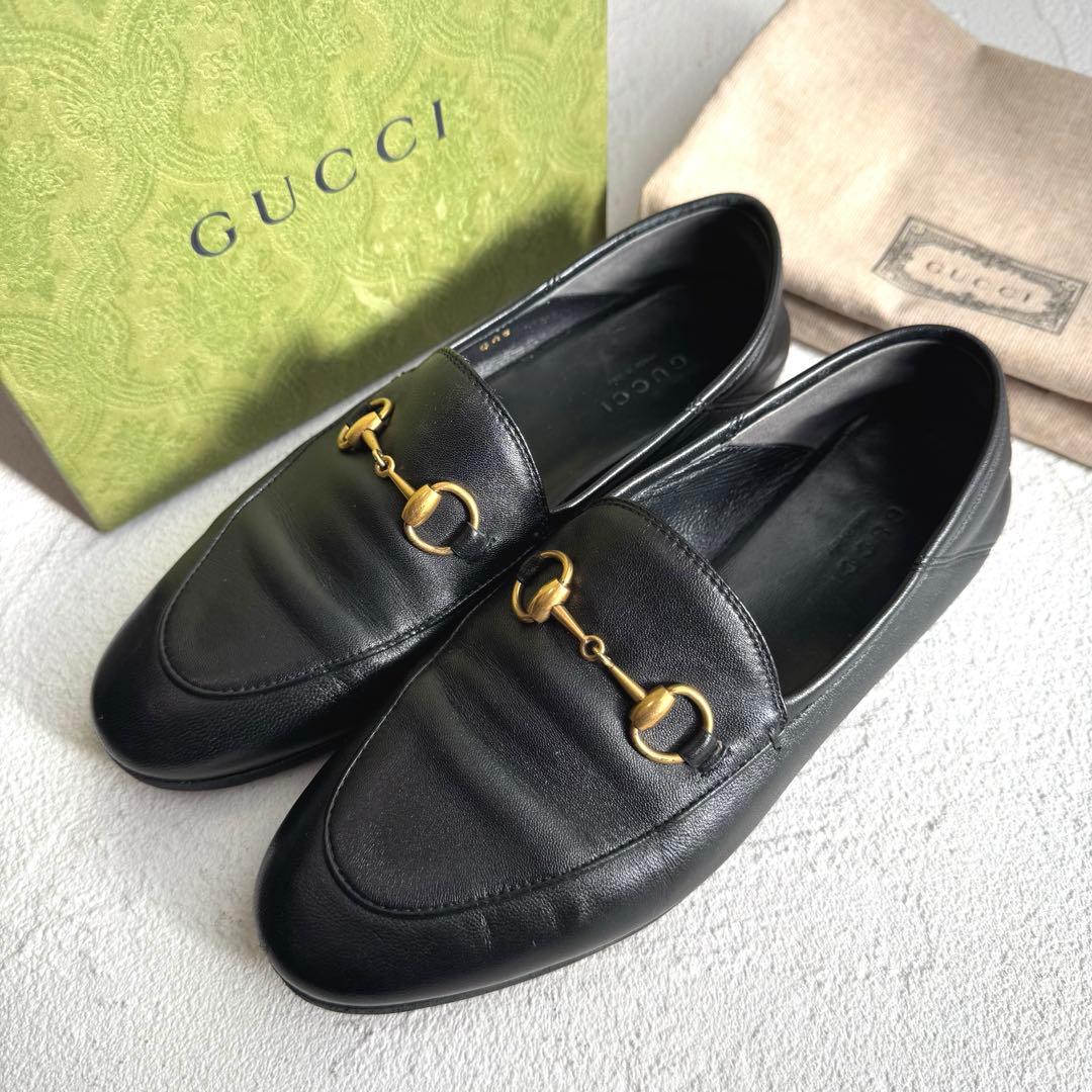 GUCCI グッチ ホースビット ブリクストン ローファー ブラック 35 Black Leather Foldable Slim Horsebit Loafer | GUCCI® US