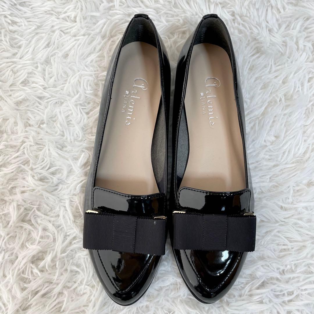 使用感少なめ】ダイアナ グログランリボンローファー アルテミス 黒