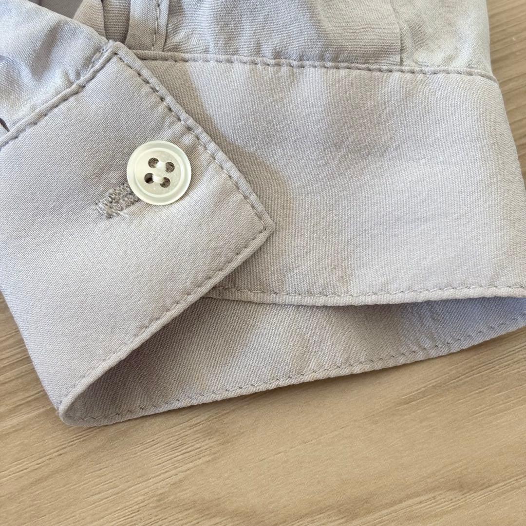 ソージュ soeju シルクストレッチブラウス ボウタイ 2way グレー