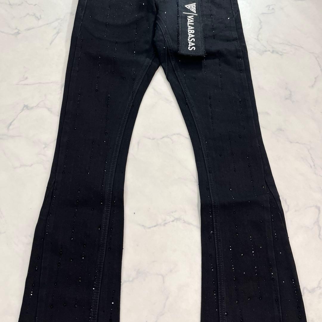 新品 バラバサスvalabasas ラインストーンブラックスキニーフレア