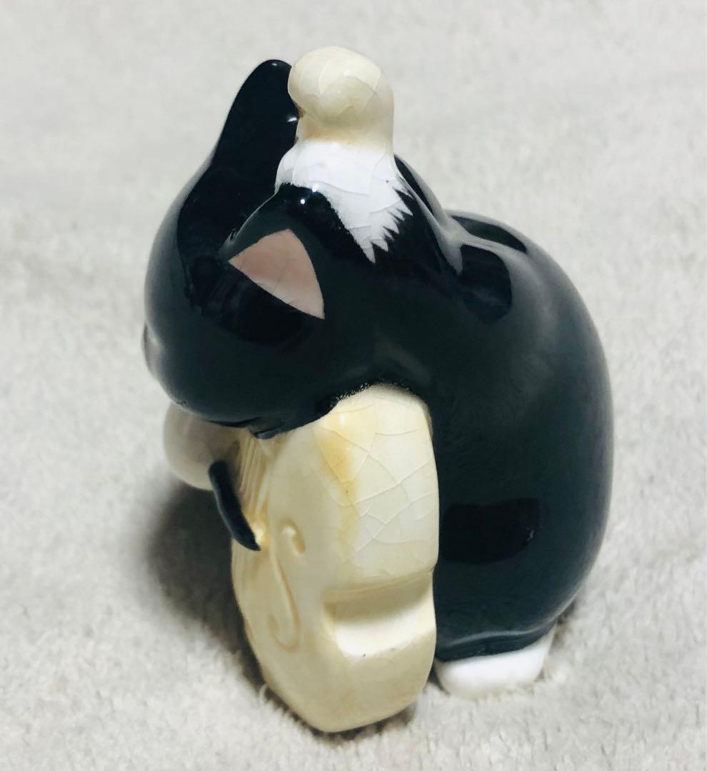 セブンコーポレーション 黒猫楽団 オーケストラ 猫 陶器 置物 ベース