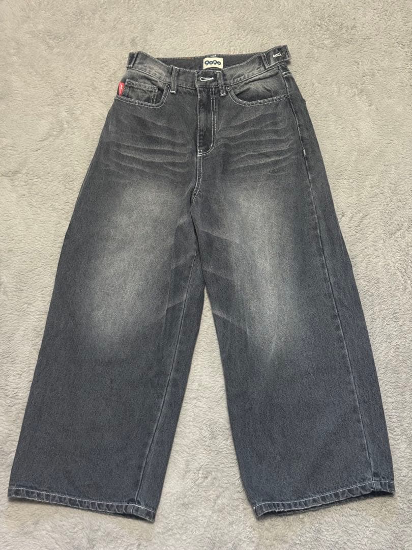 9090 バギーデニム ブラック ワイドデニム 完売品 S - メルカリ
