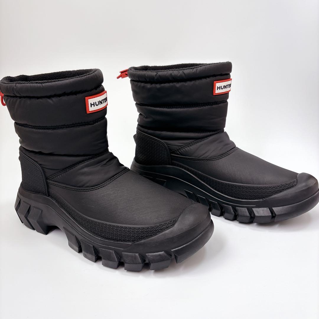 【美品】HUNTER（ハンター）スノーブーツ 24.0cm ブラック アウトドア