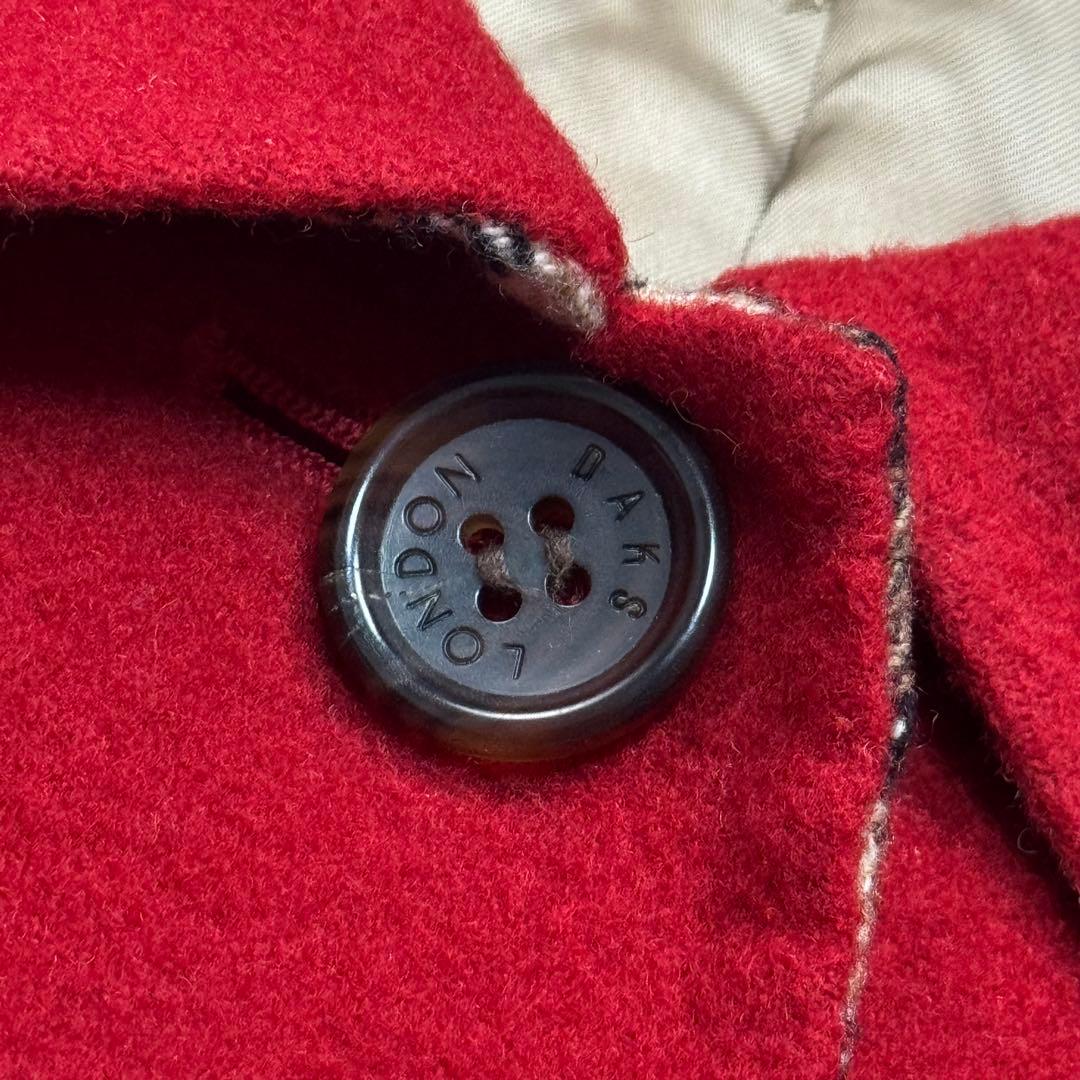 DAKS ダックス ウール ロング コート ハウスチェック レッド 赤 40