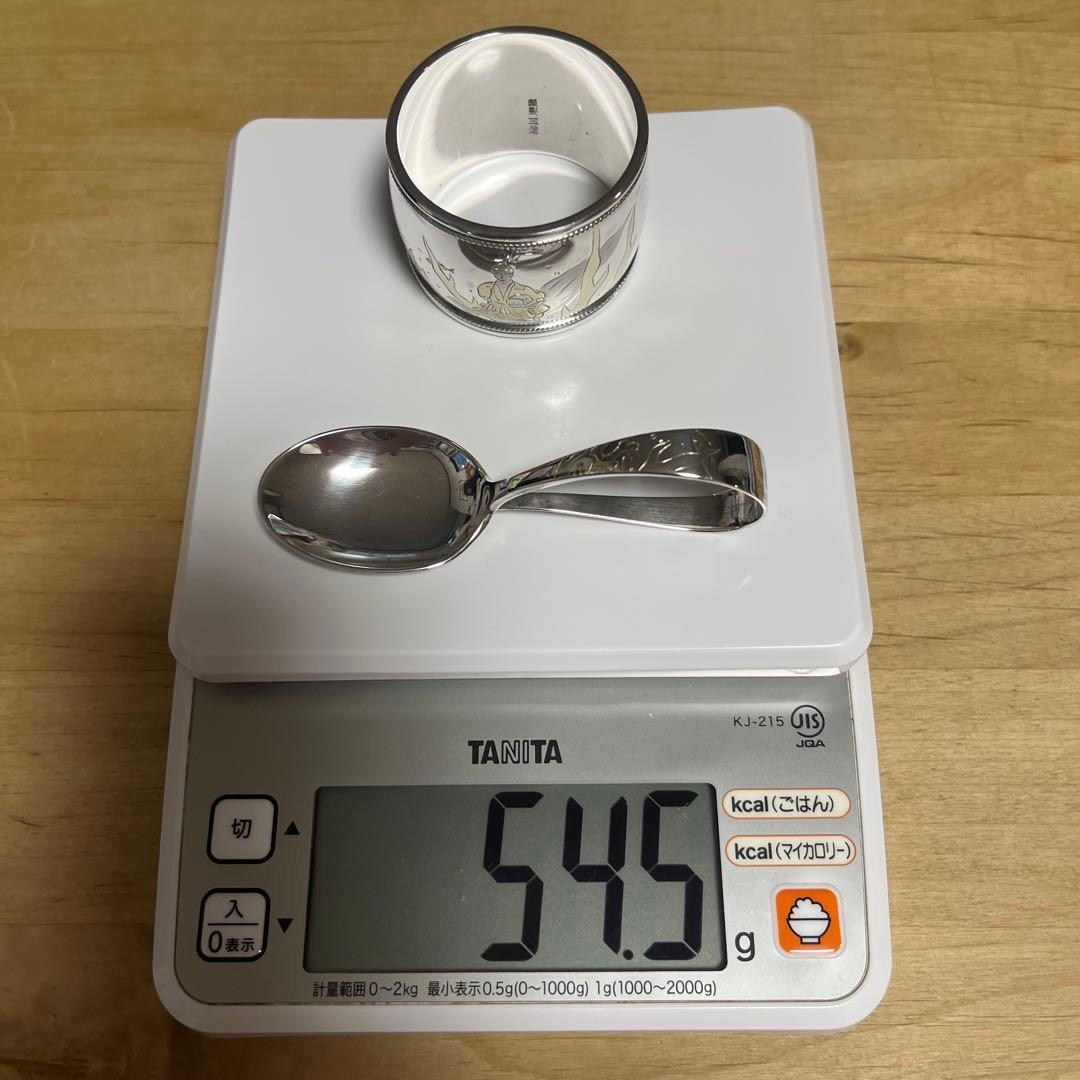 和レトロ 三越 特選 銀製 シルバー ベビースプーン＆ナプキンリング