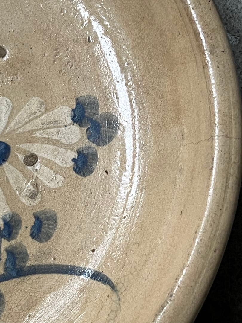 瀬戸菊繪石皿 ／ 江戸時代 共箱付 呉須大皿 径370mm 古瀬戸 民藝の通販