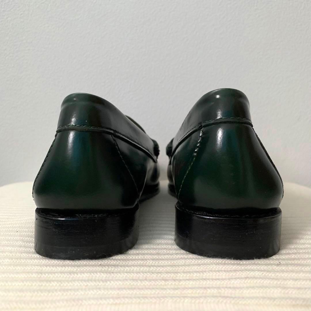 ✨美品 G.H.BASS 24.5㎝ グリーン ローファー 革靴 ビジネス 通学