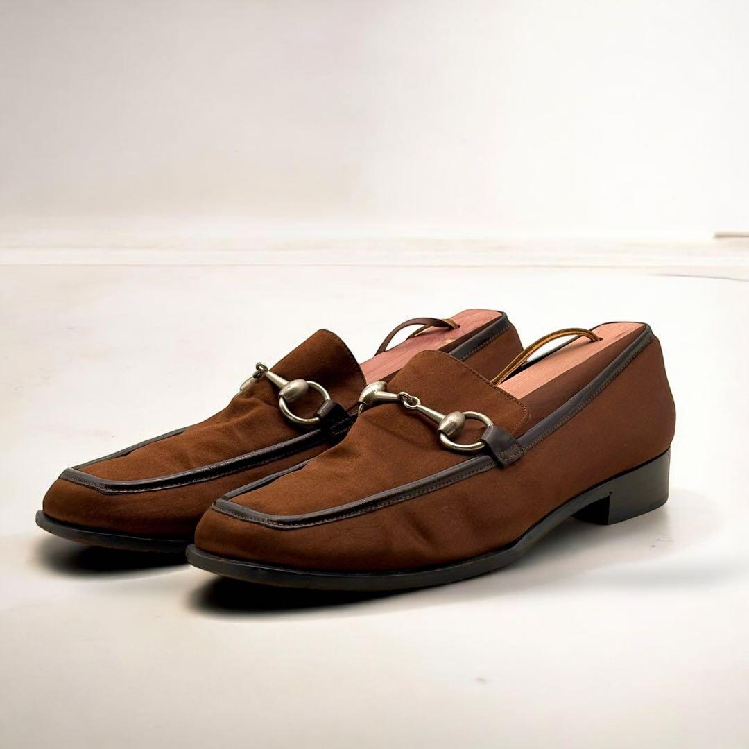 希少✨GUCCI グッチ ホースビット ローファー サテン ブラウン 6 1/2 GUCCI（グッチ） ホースビット ローファー レザー シューズ 6 1/2 約