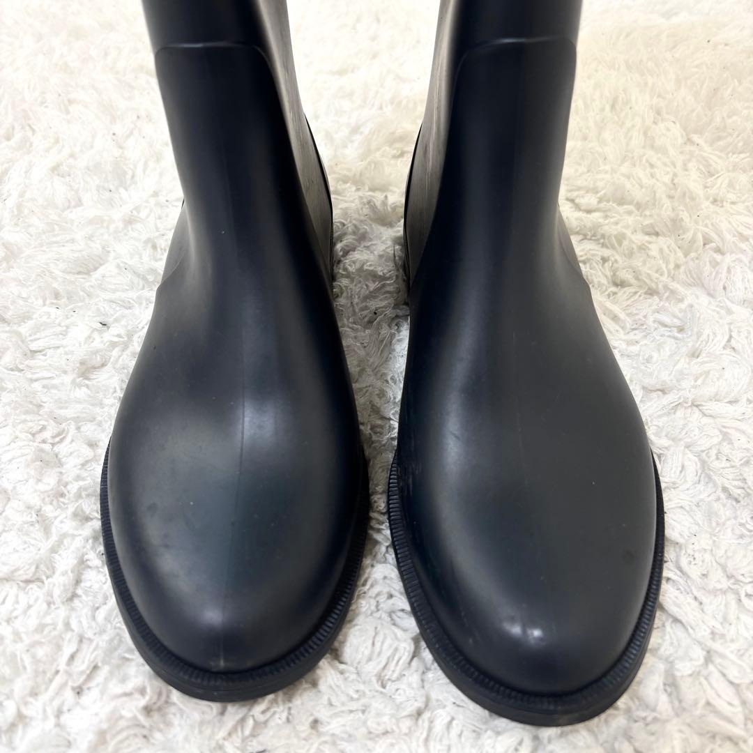 フェラガモ ガンチーニ レインブーツ ラバー ジップアップ ブラック