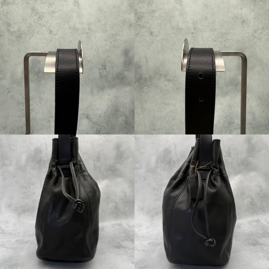 美品】COACH オールドコーチ ショルダーバッグ レザー 巾着 クロス