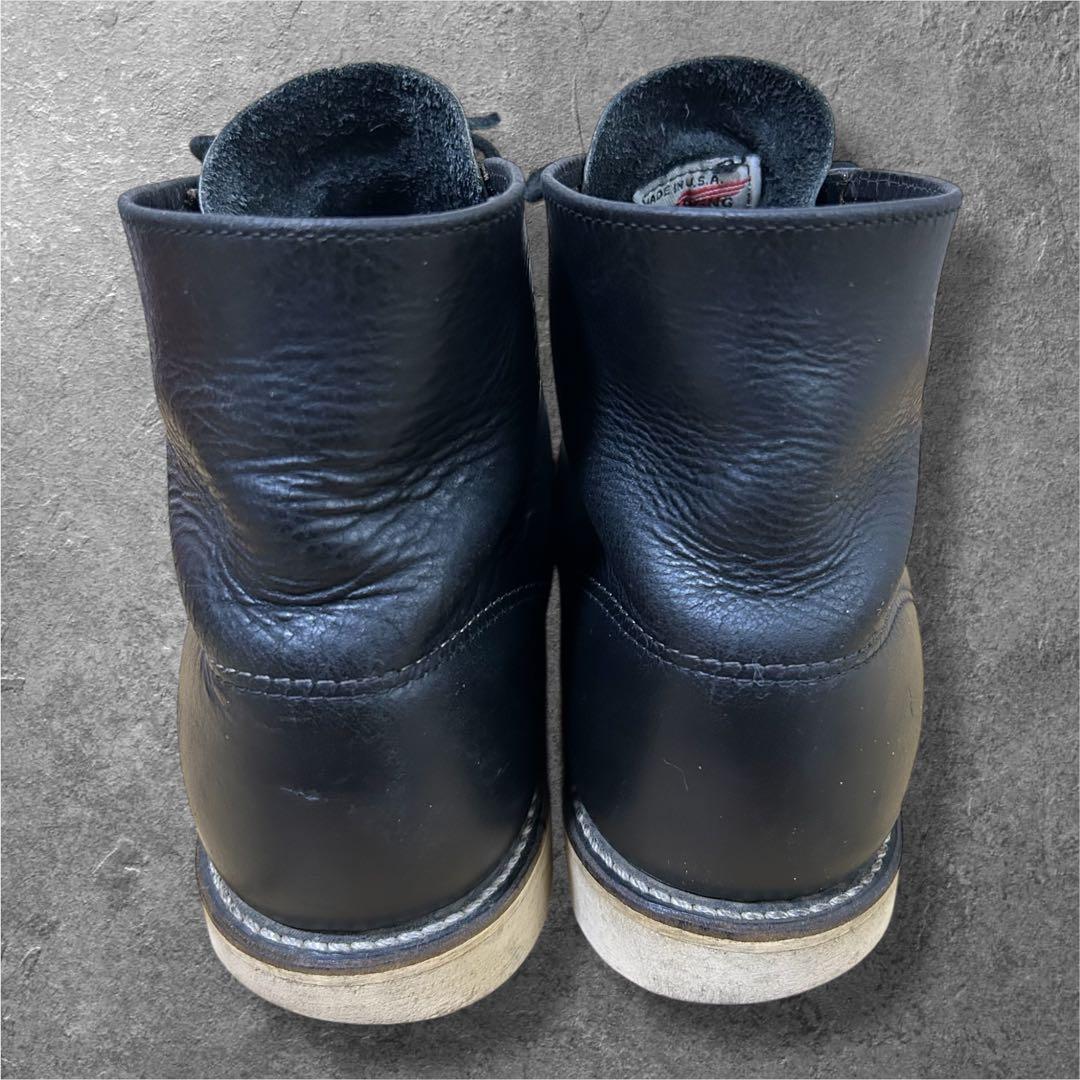 90s 8D 26cm RED WING 8165 刺繍羽タグ ワークブーツ 黒 - メルカリ