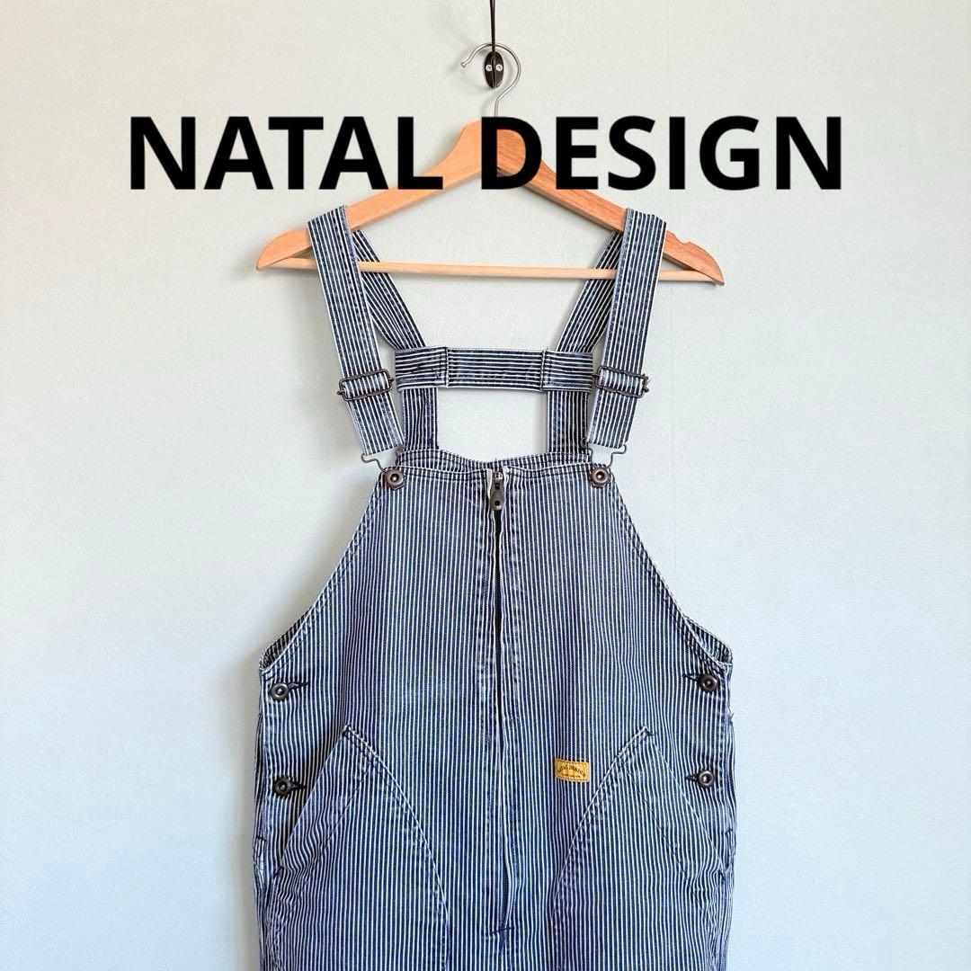 美品 natal design ネイタルデザイン オーバーオール ヒッコリー 縞 natal design（ネイタルデザイン） オーバーオール サロペット