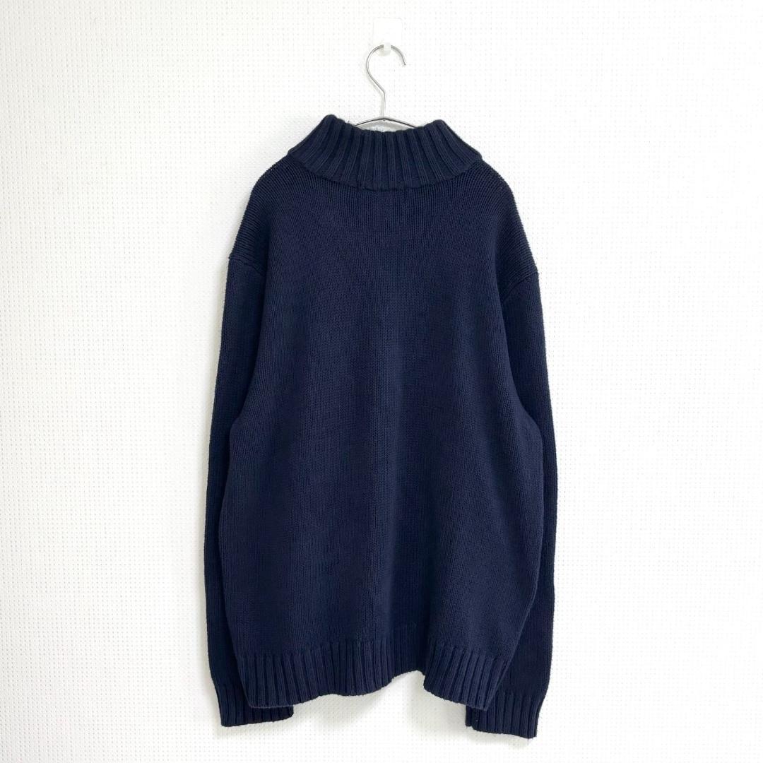 美品 ポロラルフローレン ハーフジップ コットンニット XL ネイビー