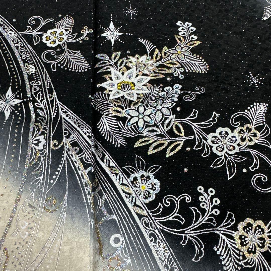 モノトーン キラキララインストーン訪問着 銀通し 白黒 - メルカリ