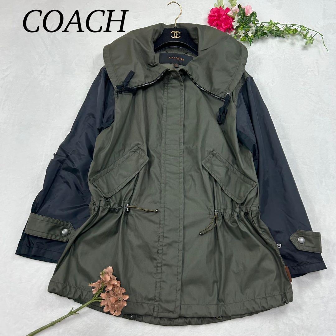 H416 美品 S コーチ 定価77,760円 モッズコート レディース COACH（コーチ） 美品 ダウンモッズコート メンズ モスグリーン M 6517