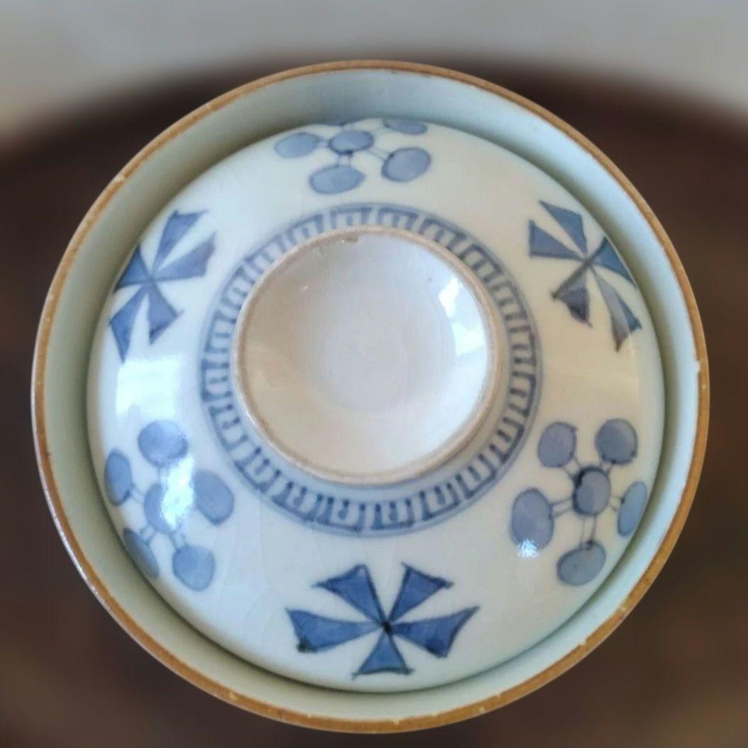 古伊万里染付幾何学花文蓋付き茶碗蕎麦猪口江戸時代 - メルカリ