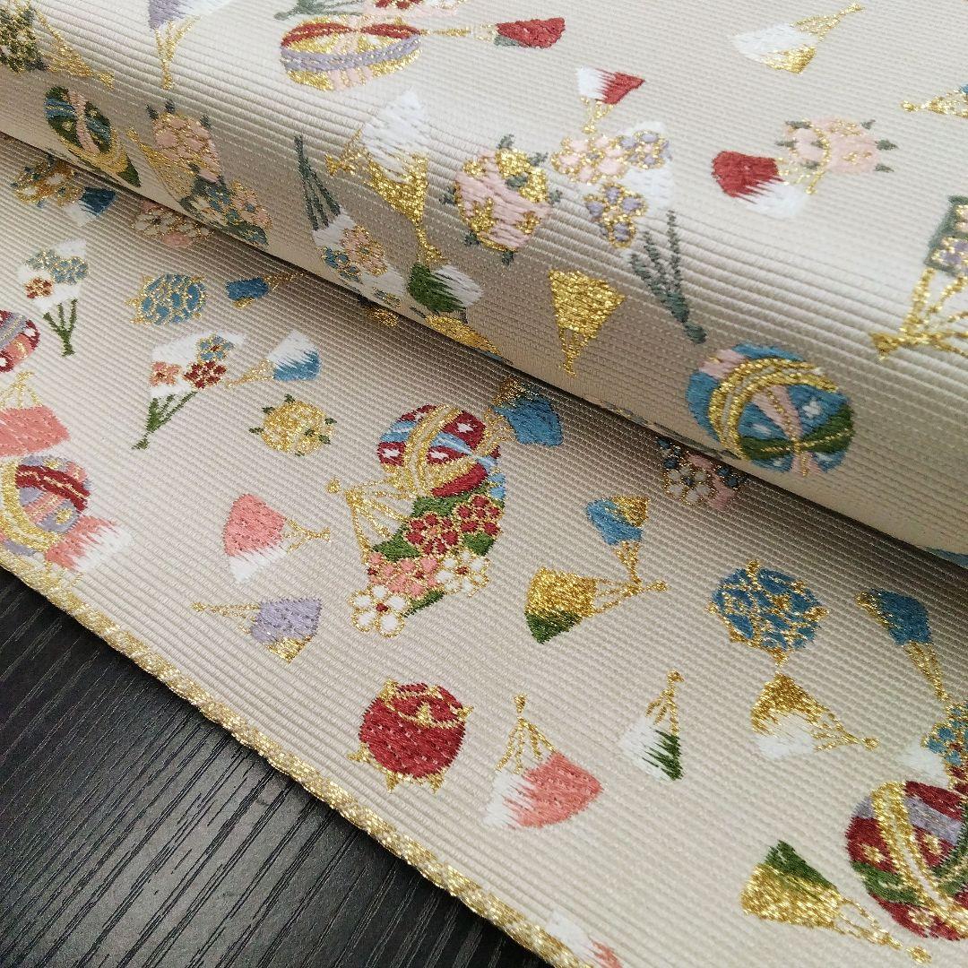 ◇山下織物◇ 袋帯 西陣織 山下織物 千代紙 グレージュ 金糸 #4088