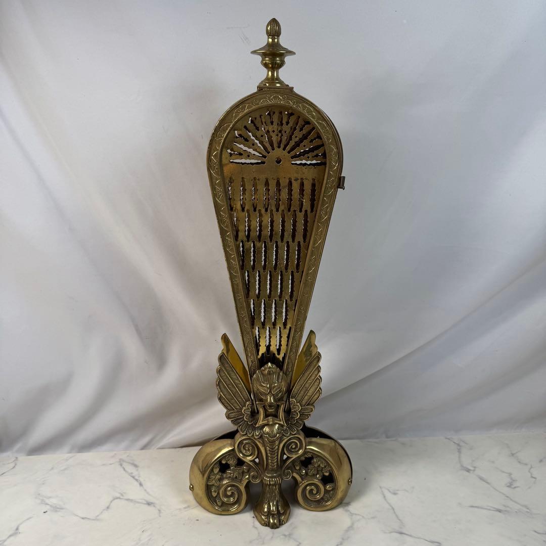 ファイヤースクリーン 暖炉 ストーブ 衝立 真鍮 金属 レトロ