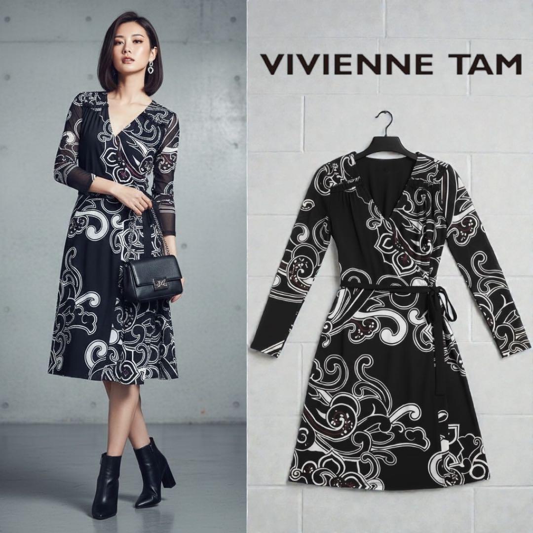 極美品☆ヴィヴィアンタム パワーネット ワンピース カシュクール 黒